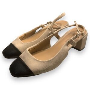 Banana Republic Cap-toed Slingbacks Black & Cream Gently worn Size 5.5